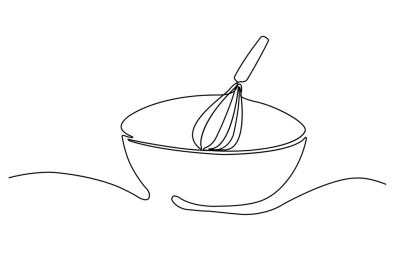 One line whisk illustration. Continuous line minimal drawing design